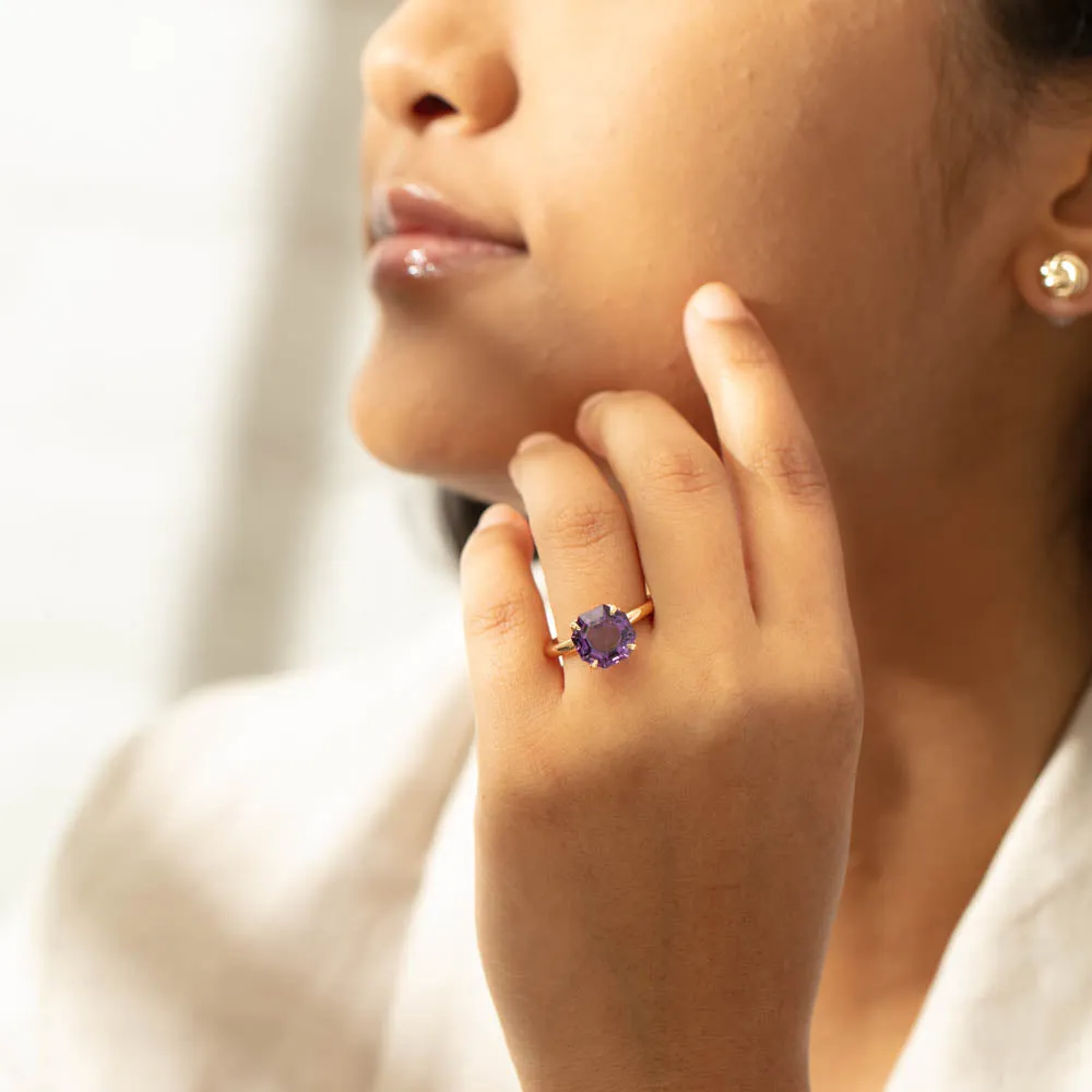 18ct Rose Gold Amethyst Octavia Ring