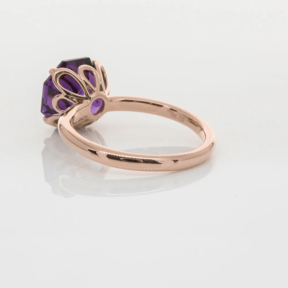 18ct Rose Gold Amethyst Octavia Ring