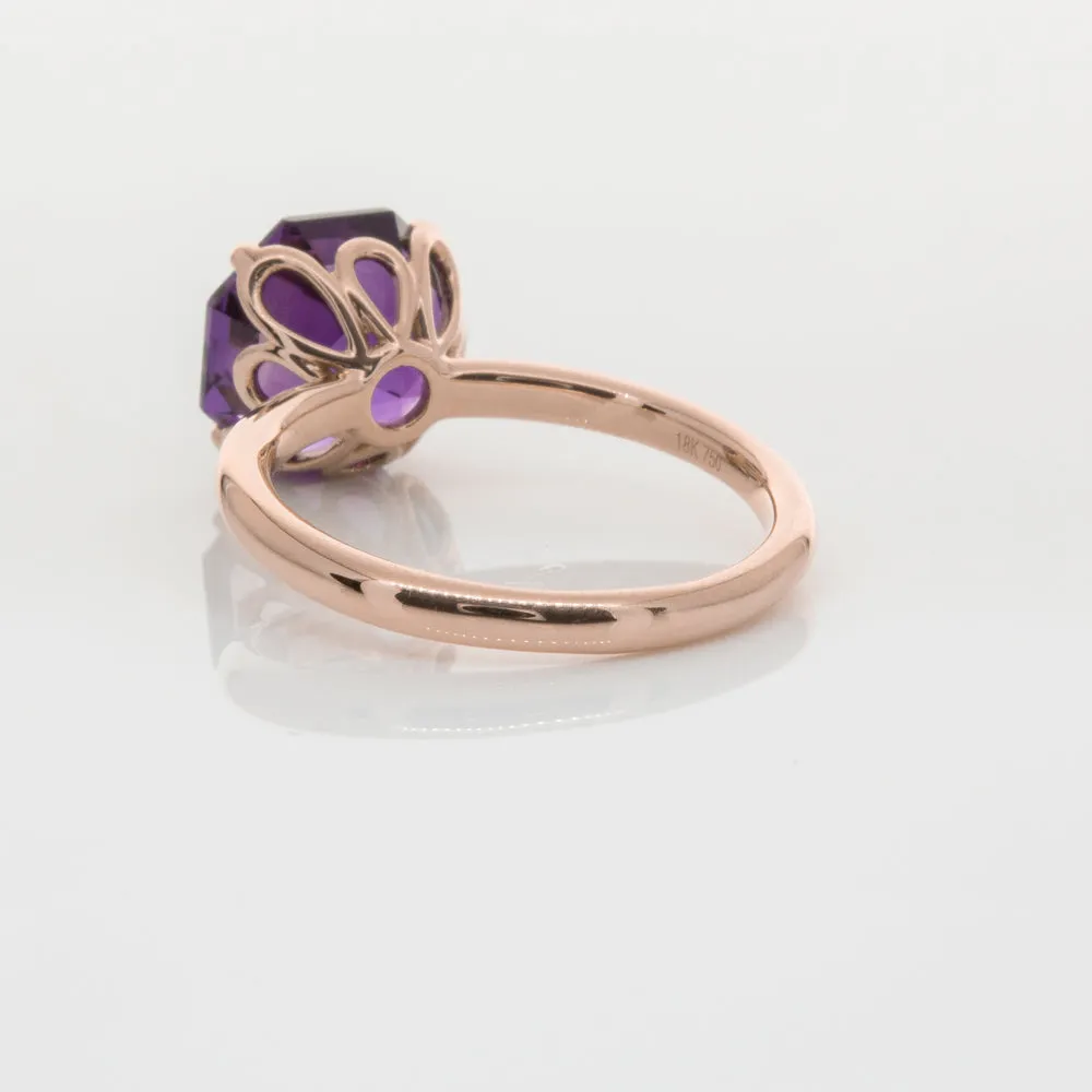 18ct Rose Gold Amethyst Octavia Ring