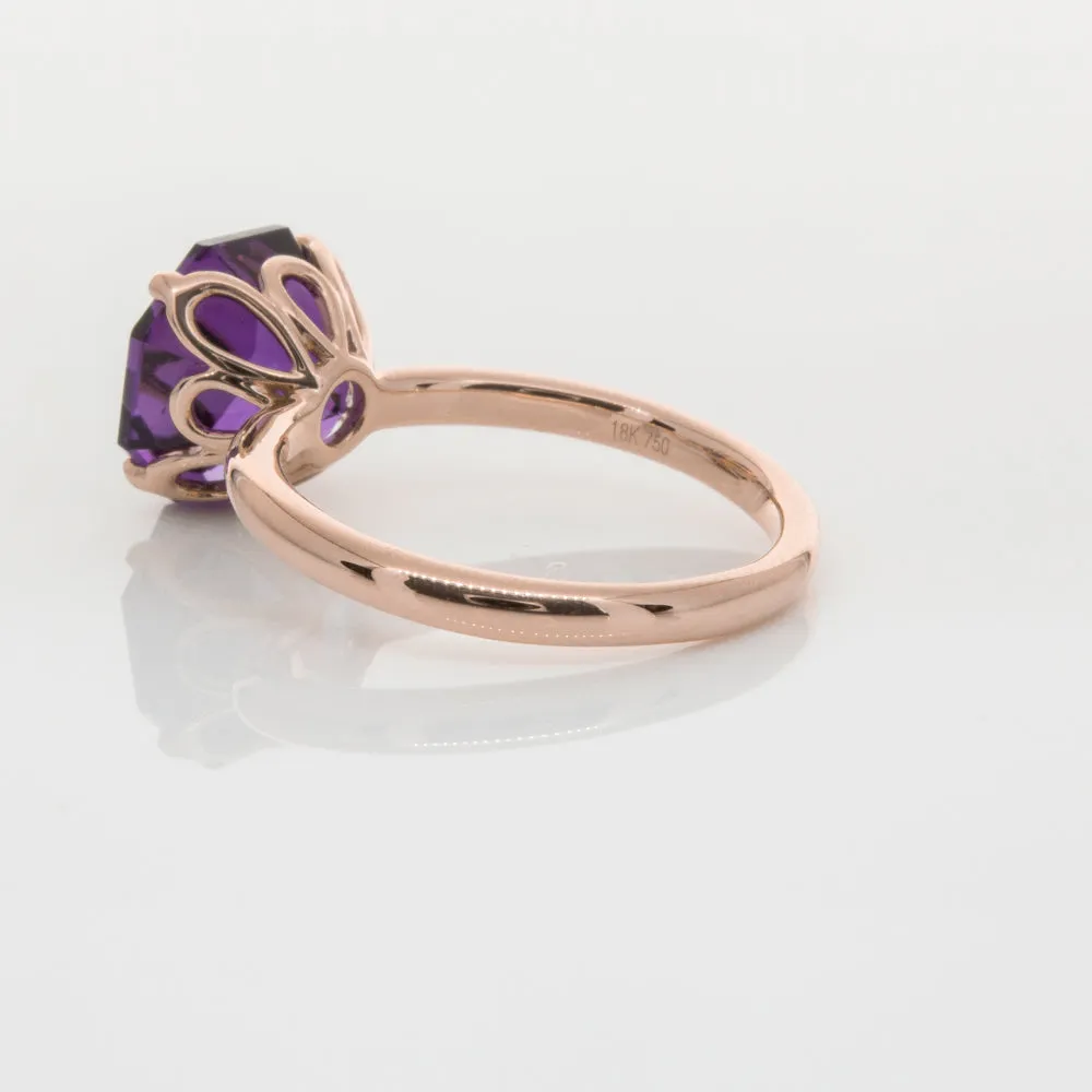 18ct Rose Gold Amethyst Octavia Ring