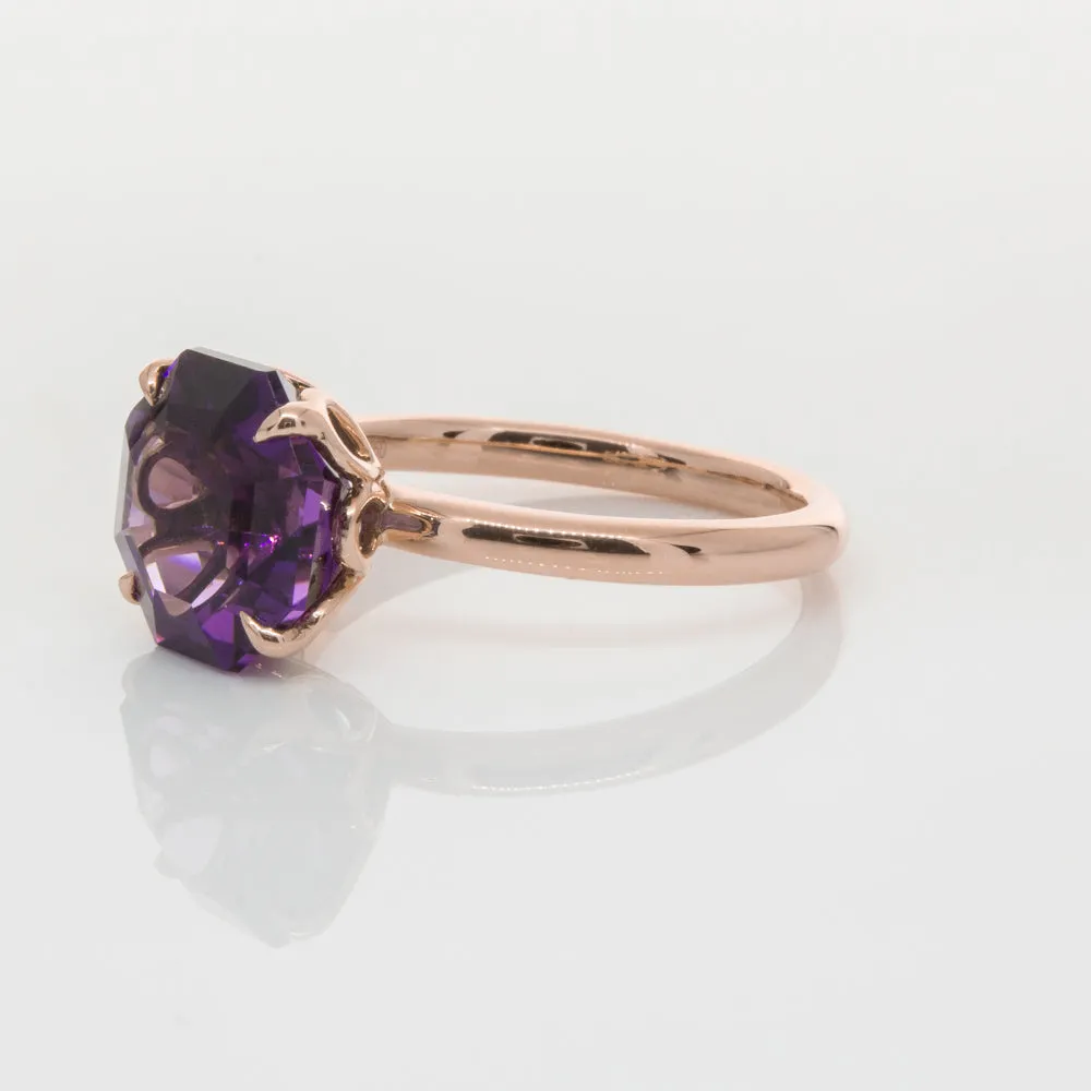 18ct Rose Gold Amethyst Octavia Ring