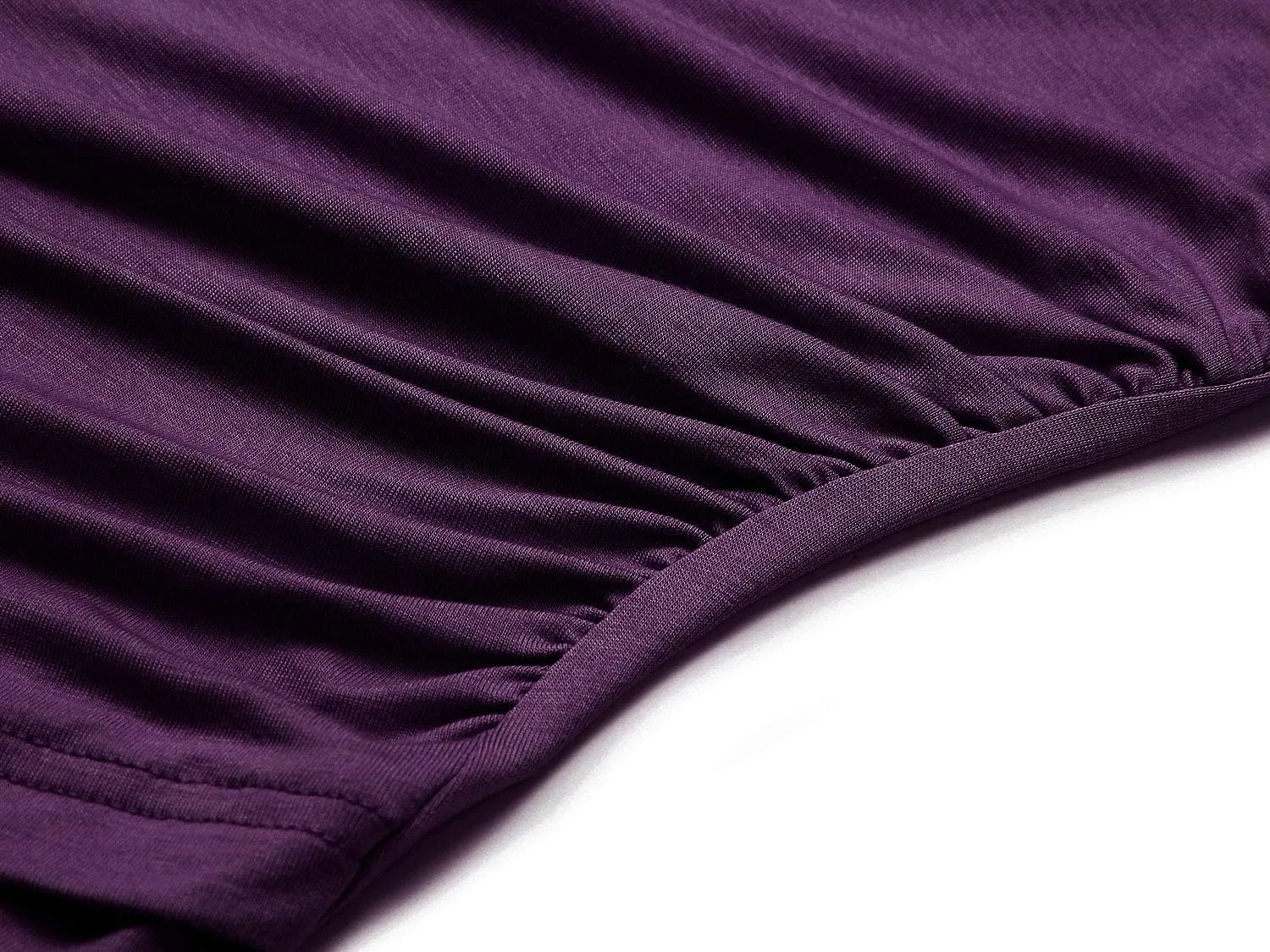 Beauhuty Women's Deep V Neck Slim Fitted Long Sleeve T-Shirt Front Wrap Ruched Tee Tops