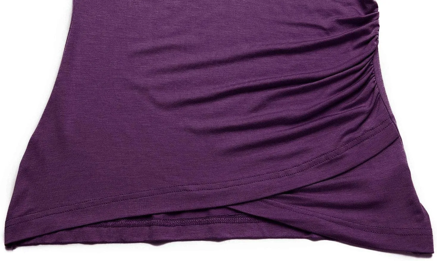 Beauhuty Women's Deep V Neck Slim Fitted Long Sleeve T-Shirt Front Wrap Ruched Tee Tops