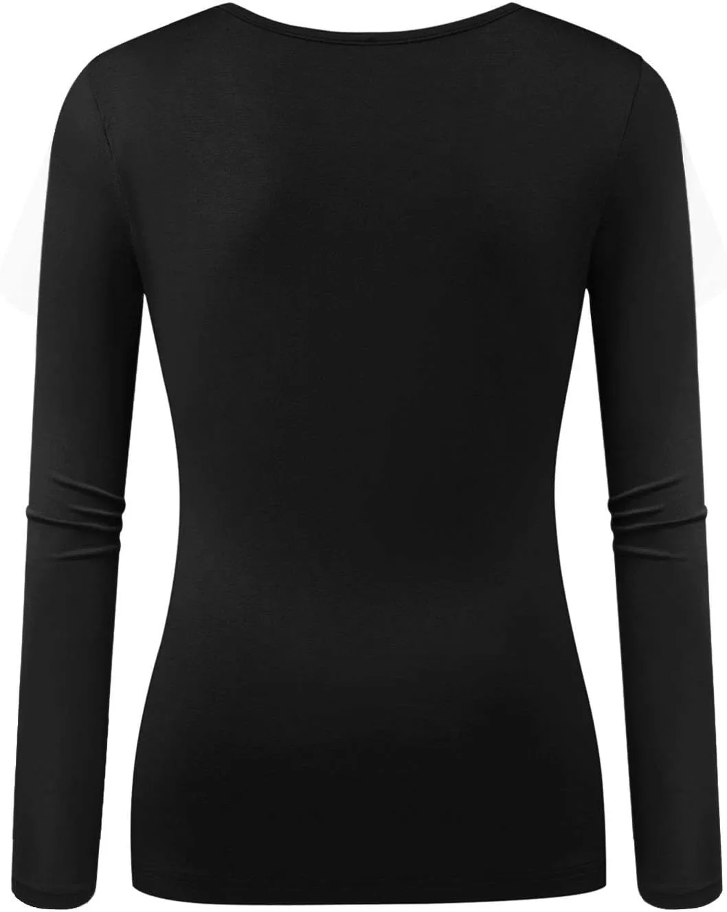 Beauhuty Women's Deep V Neck Slim Fitted Long Sleeve T-Shirt Front Wrap Ruched Tee Tops