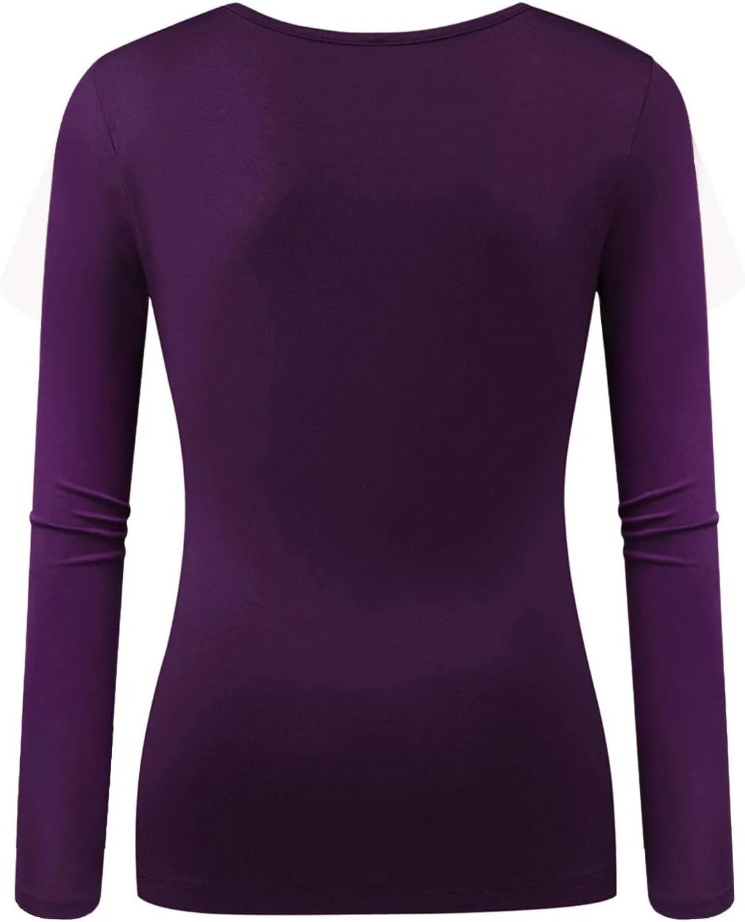 Beauhuty Women's Deep V Neck Slim Fitted Long Sleeve T-Shirt Front Wrap Ruched Tee Tops