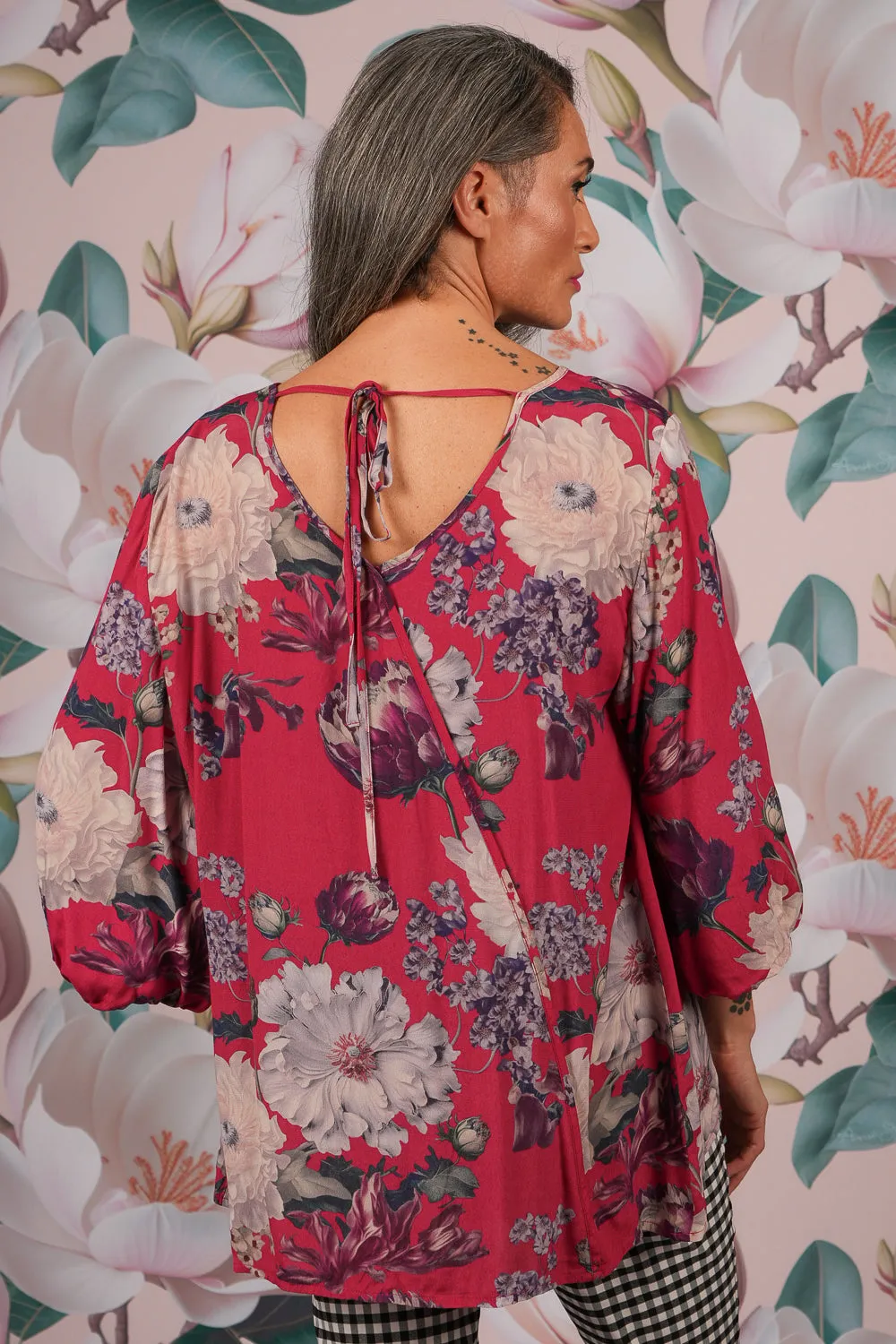 Clancy Blouse - Raspberry Floriana