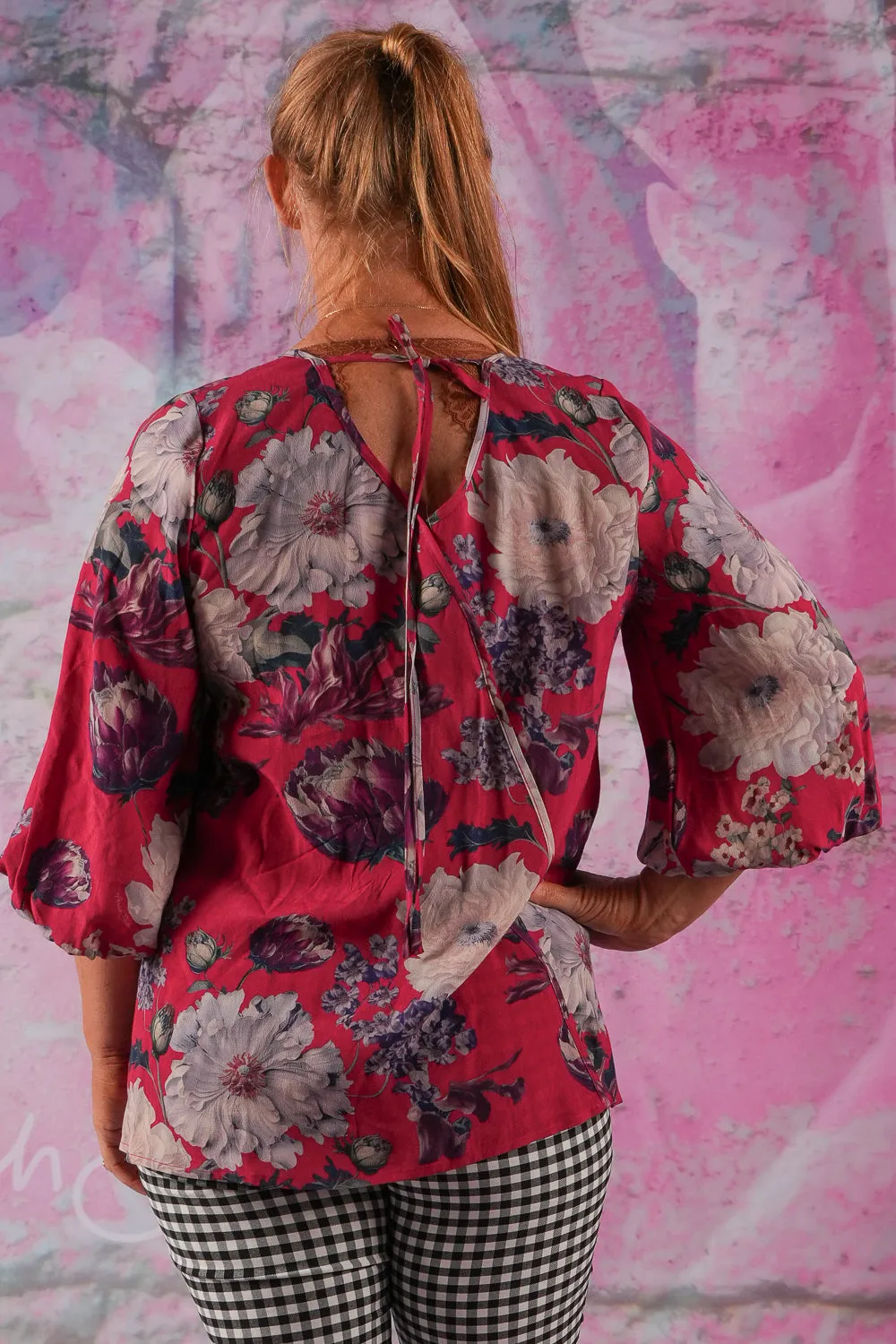 Clancy Blouse - Raspberry Floriana