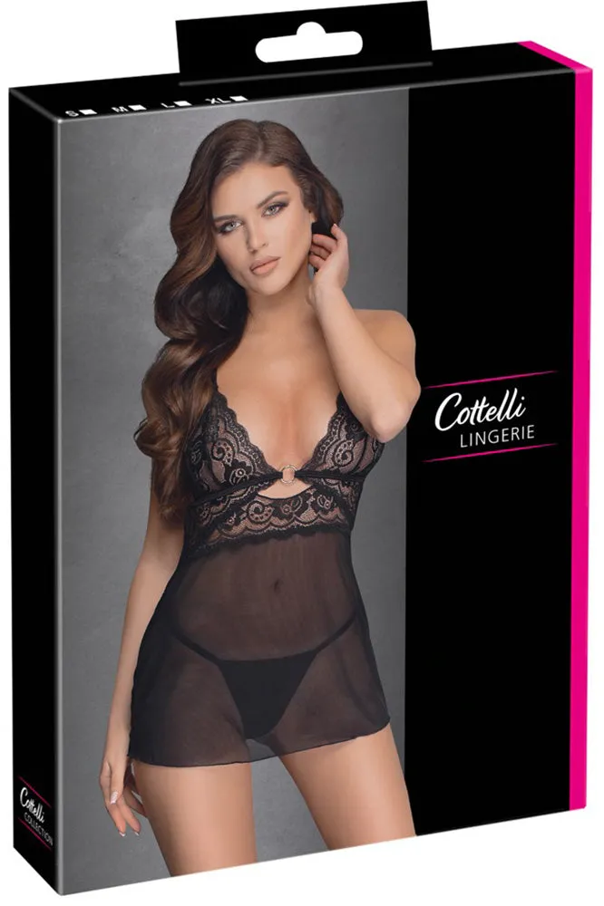 Cottelli Lingerie Black Babydoll Set
