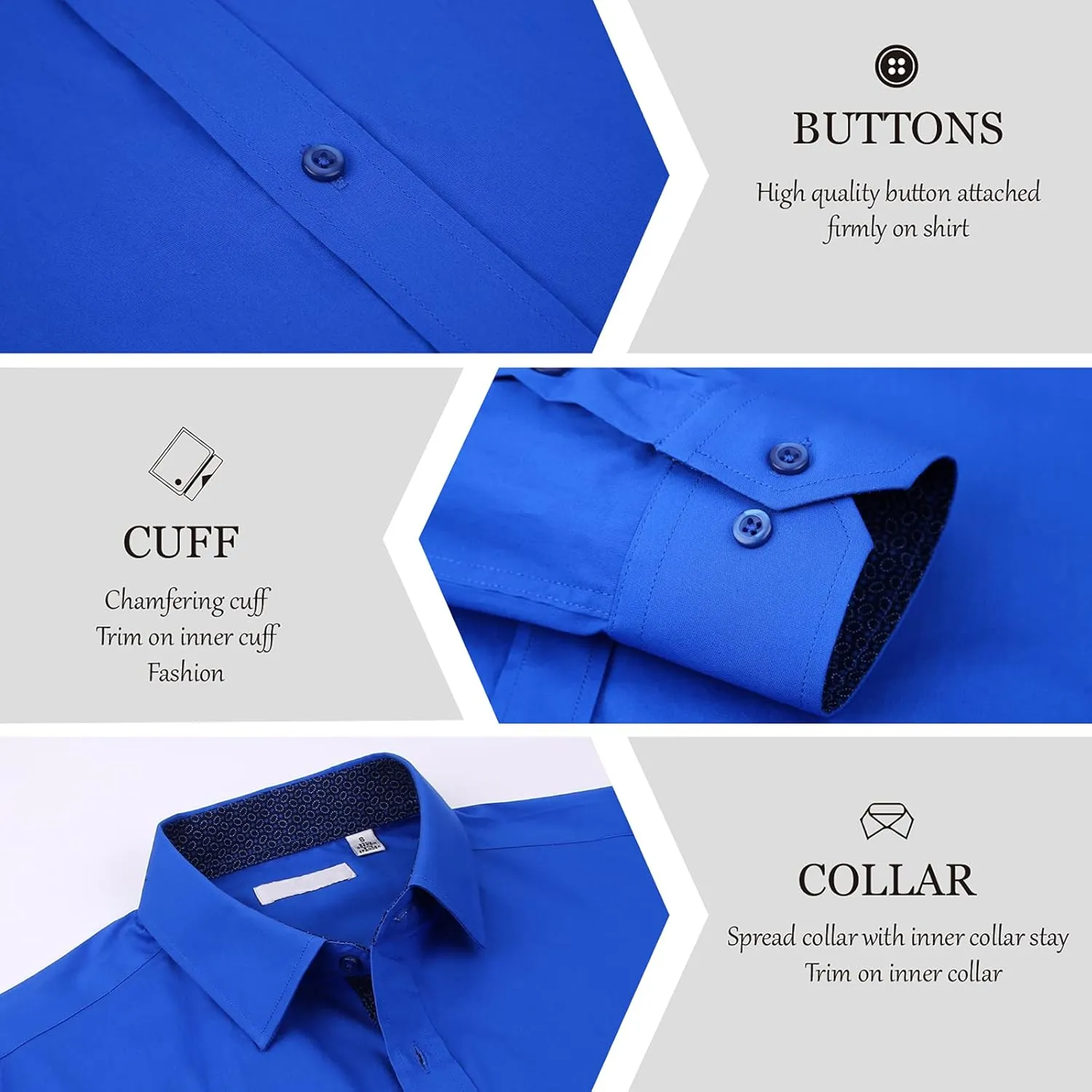 Damipow Mens Premium Casual Button Down Shirts Long Sleeve Regular Fit Men Shirt