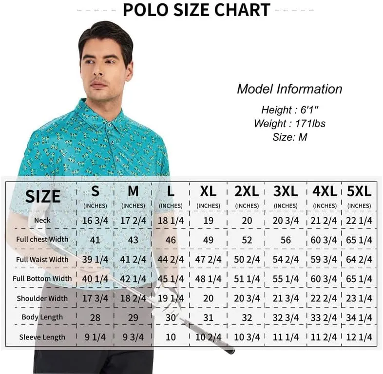 Damipow Premium Golf Shirts for Men Dry Fit Performance Polo Short Sleeve Collared Shirt