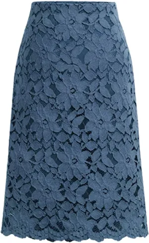 ebossy Women's Elegant Floral Lace Knee Length Pencil Skirt