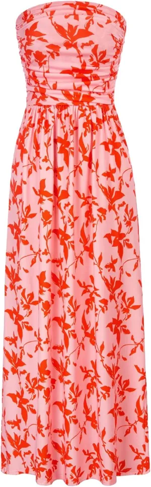 GRACE KARIN Women Strapless Casual Loose Ruched Long Maxi Dress with Pockets