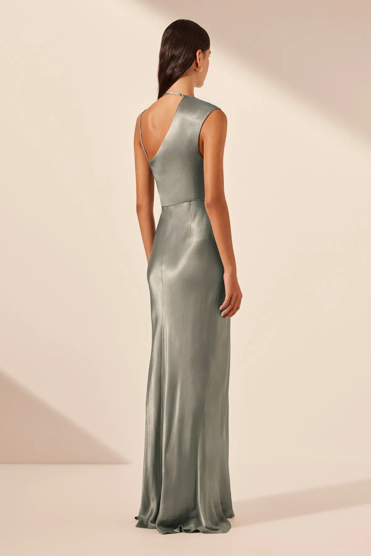 LA LUNE DRAPED MAXI DRESS - SAGE