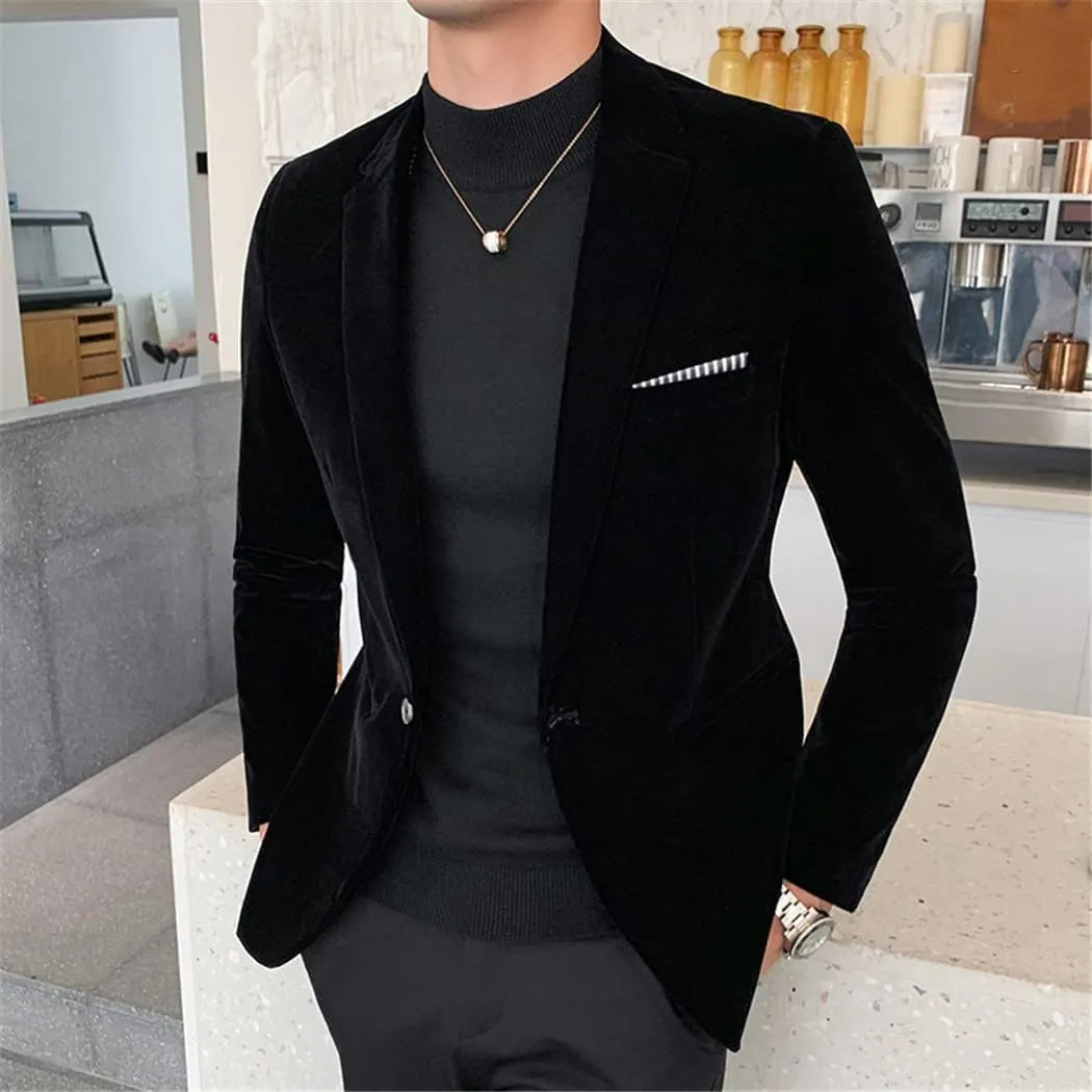 Men Burgundy Velvet Blazer Casual Men Wedding Groom Singer Slim Blazer Formal Evening Dress Jacket
