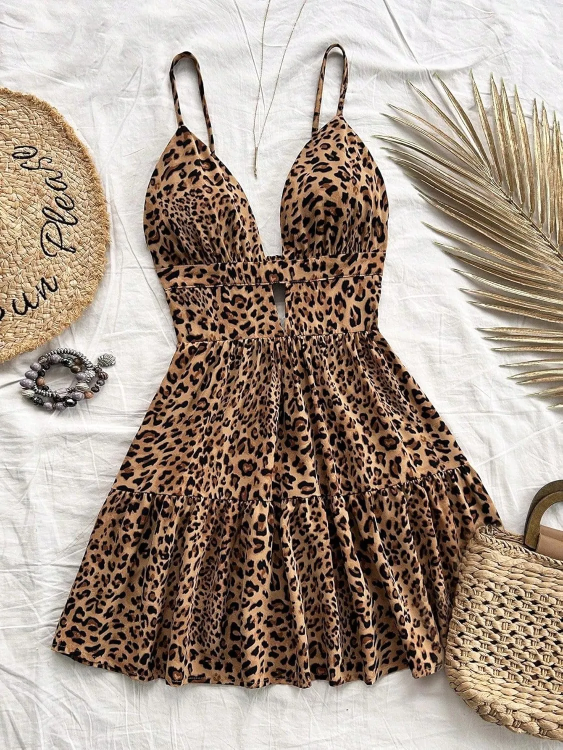 Narecte Vacation Dresses for Women 2025 Spaghetti Strap Summer Dresses Backless A Line Dress Sexy Slip Dress