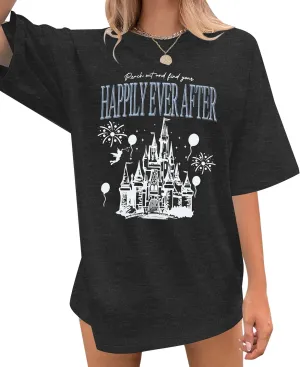 Oversized Magical Shirt Women Princess T-Shirt Magic Kingdom Shirts Family Vacation Castle Tee Tops