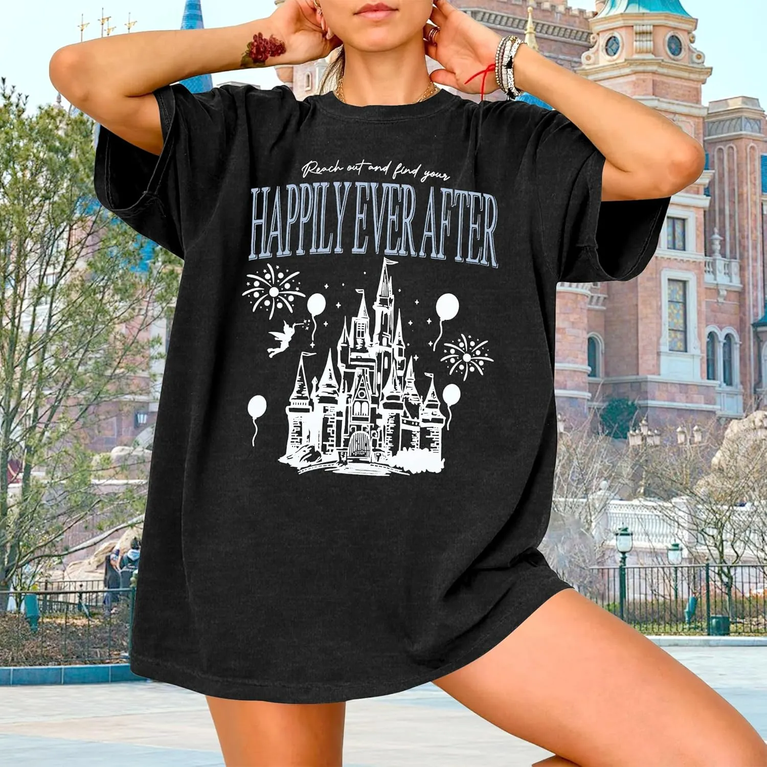 Oversized Magical Shirt Women Princess T-Shirt Magic Kingdom Shirts Family Vacation Castle Tee Tops