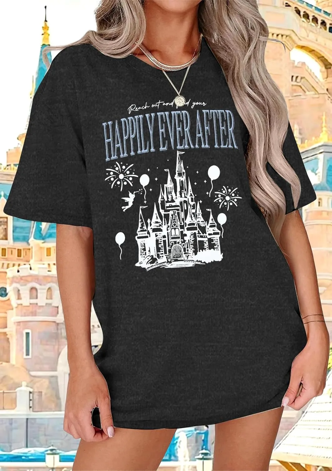 Oversized Magical Shirt Women Princess T-Shirt Magic Kingdom Shirts Family Vacation Castle Tee Tops