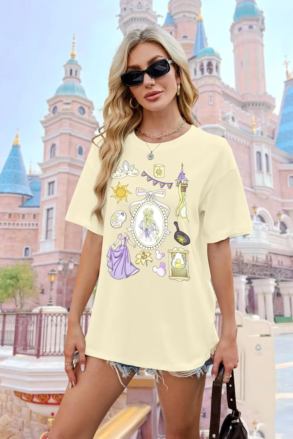 Oversized Magical Shirt Women Princess T-Shirt Magic Kingdom Shirts Family Vacation Castle Tee Tops