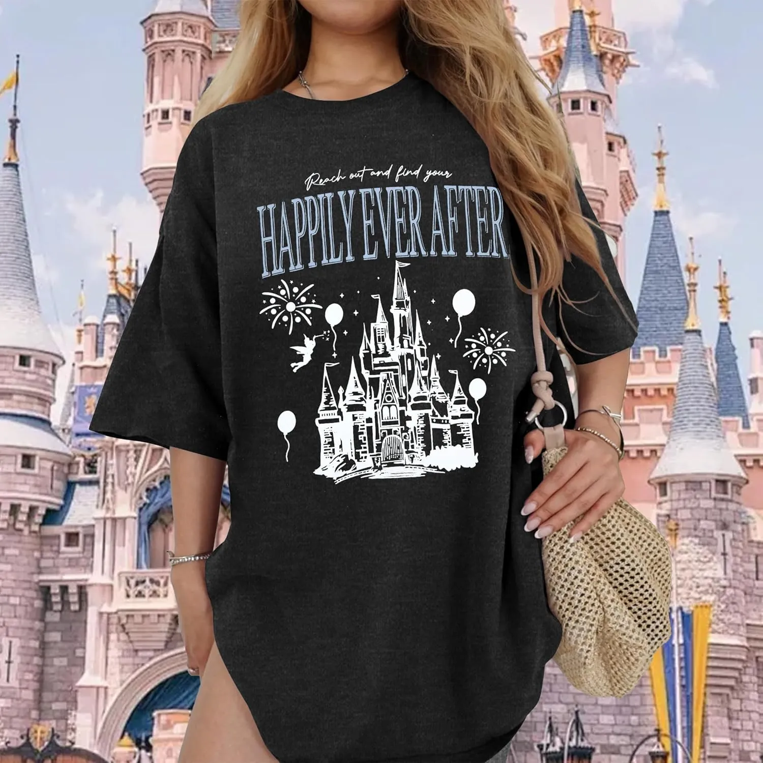 Oversized Magical Shirt Women Princess T-Shirt Magic Kingdom Shirts Family Vacation Castle Tee Tops