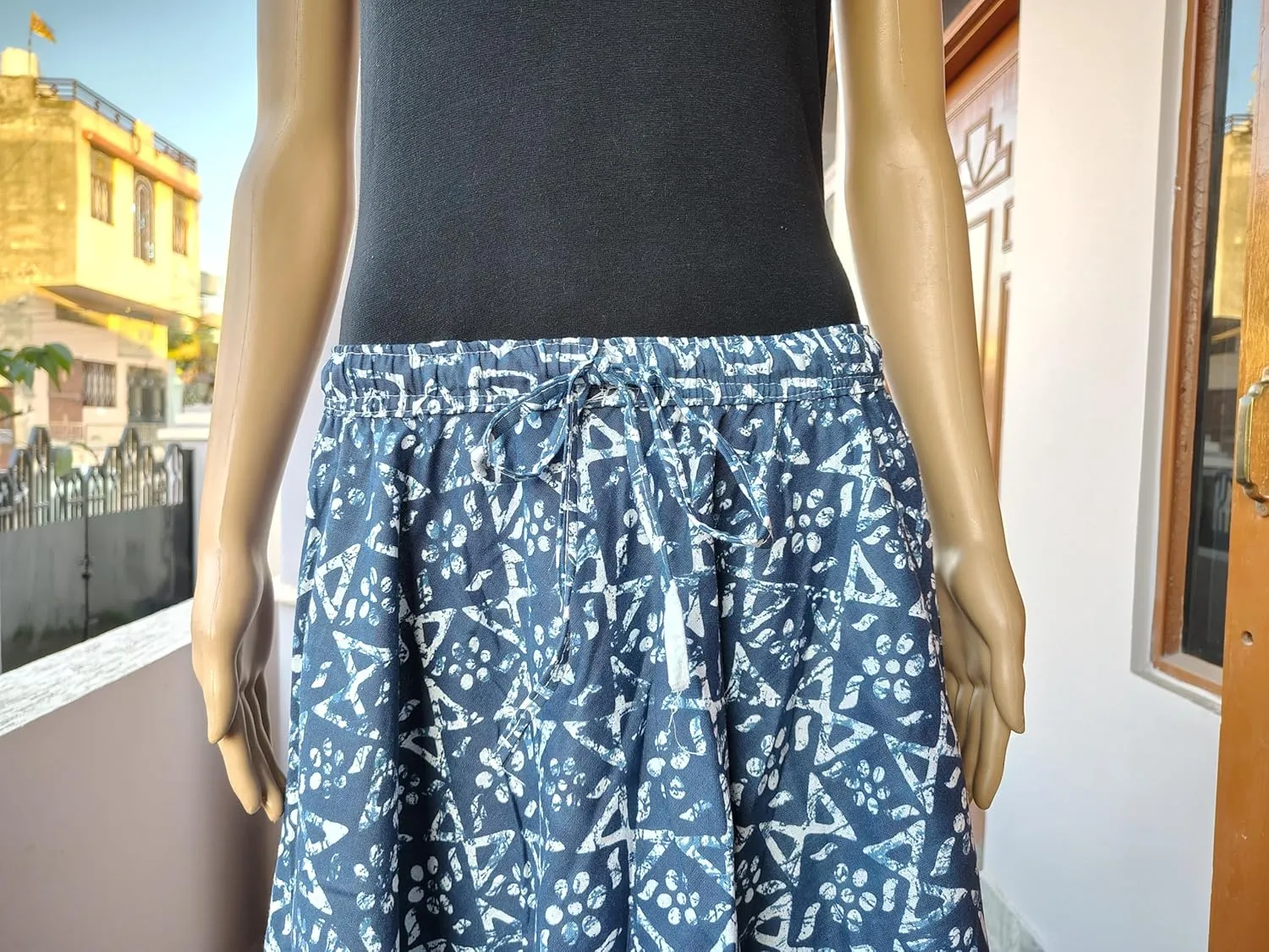Rastogi Handicrafts Womens Bohemian Print Cotton Long Skirt Pareo Beach Wrap Cover up Elastic Waist One Size Waist 22"-39"