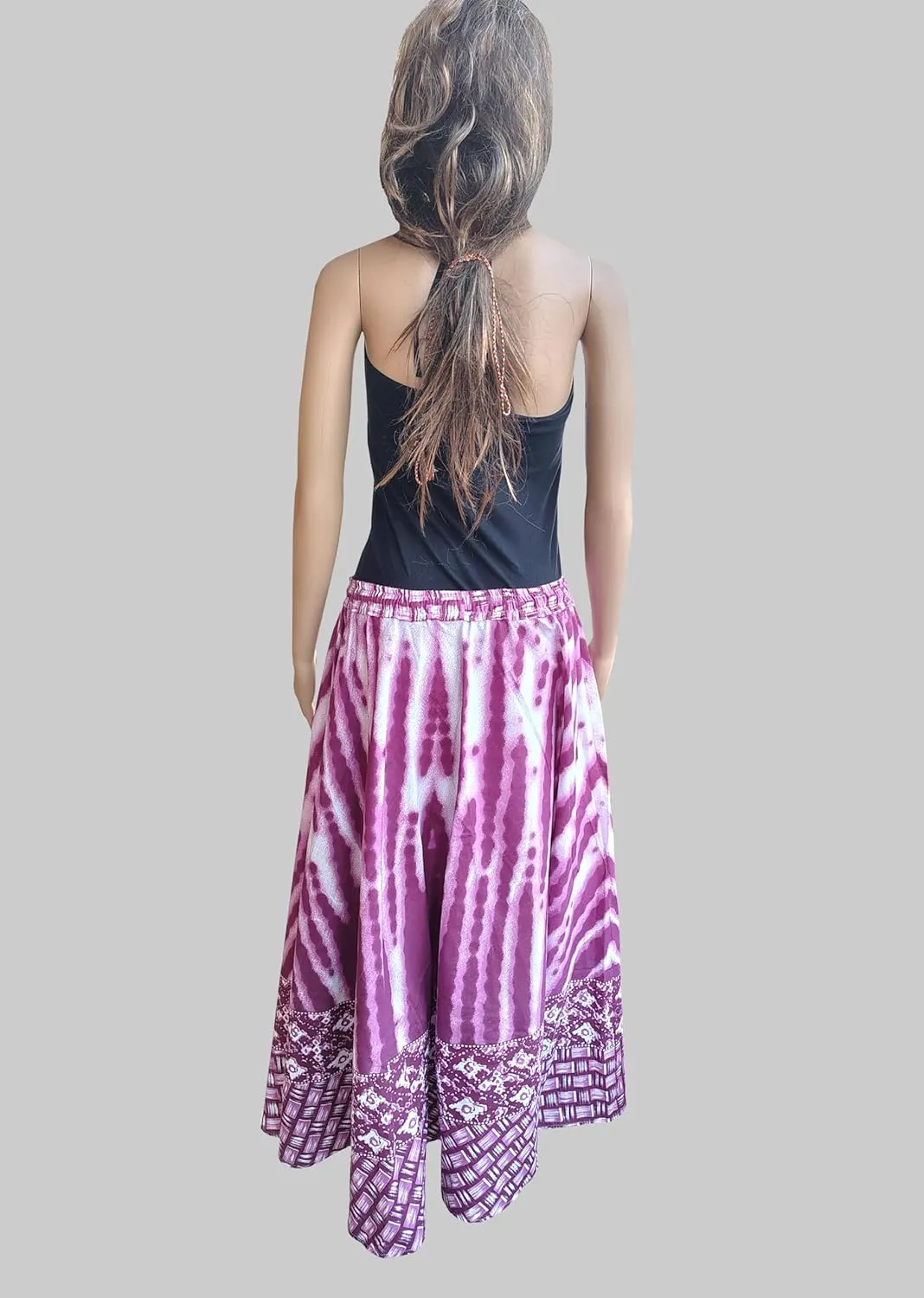 Rastogi Handicrafts Womens Bohemian Print Cotton Long Skirt Pareo Beach Wrap Cover up Elastic Waist One Size Waist 22"-39"