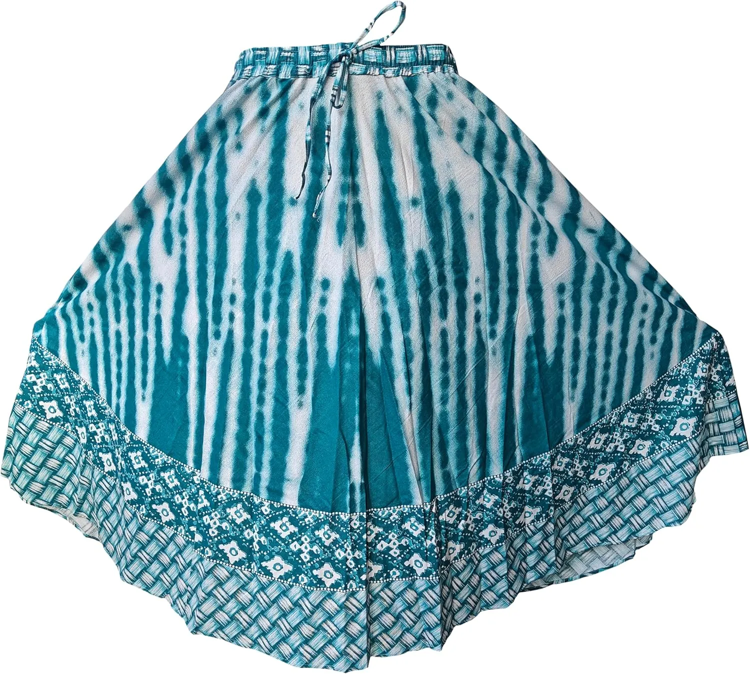 Rastogi Handicrafts Womens Bohemian Print Cotton Long Skirt Pareo Beach Wrap Cover up Elastic Waist One Size Waist 22"-39"