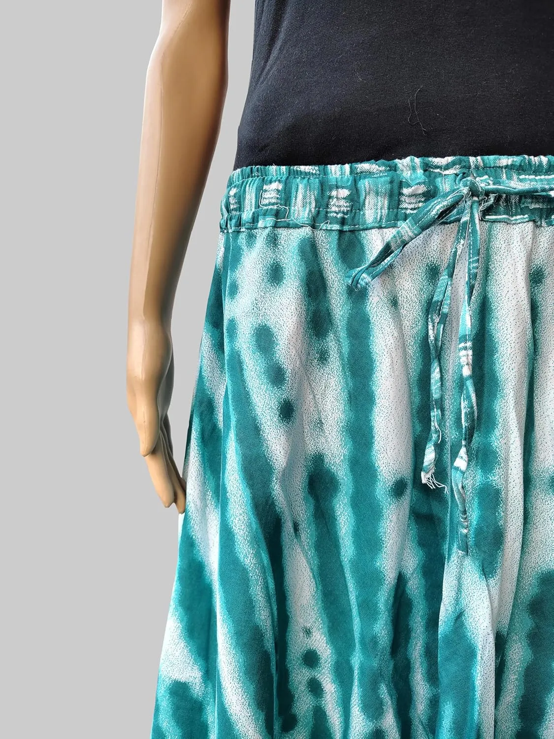 Rastogi Handicrafts Womens Bohemian Print Cotton Long Skirt Pareo Beach Wrap Cover up Elastic Waist One Size Waist 22"-39"