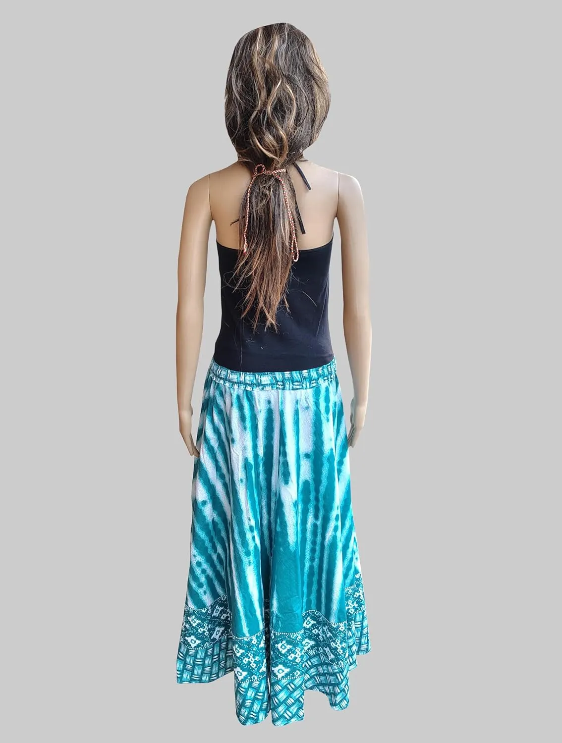 Rastogi Handicrafts Womens Bohemian Print Cotton Long Skirt Pareo Beach Wrap Cover up Elastic Waist One Size Waist 22"-39"