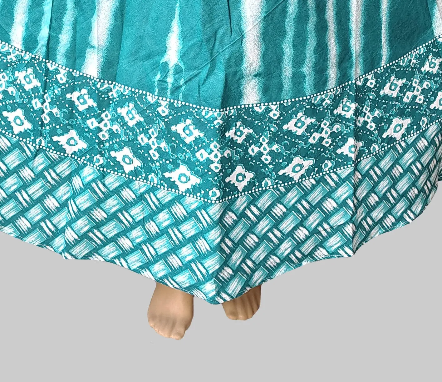 Rastogi Handicrafts Womens Bohemian Print Cotton Long Skirt Pareo Beach Wrap Cover up Elastic Waist One Size Waist 22"-39"