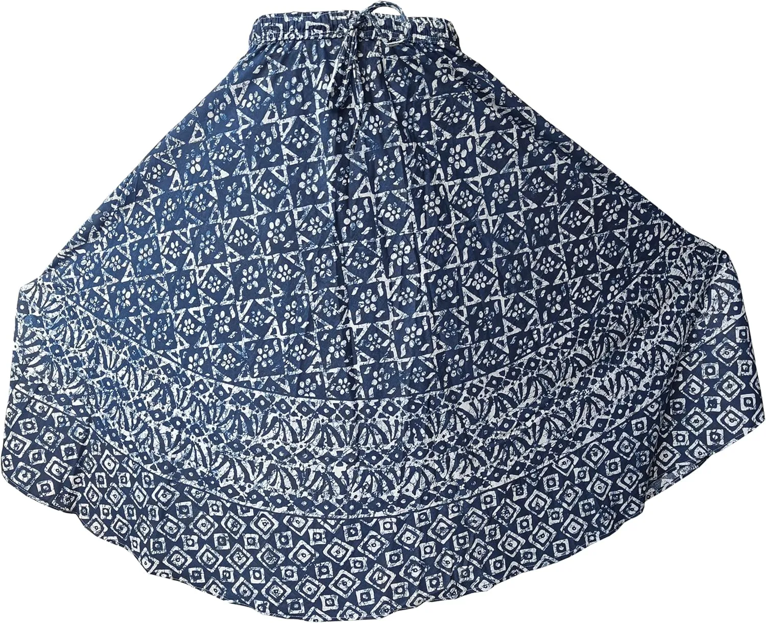 Rastogi Handicrafts Womens Bohemian Print Cotton Long Skirt Pareo Beach Wrap Cover up Elastic Waist One Size Waist 22"-39"