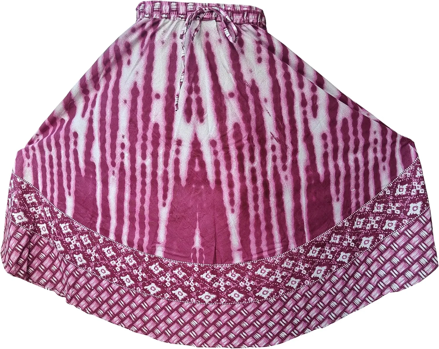 Rastogi Handicrafts Womens Bohemian Print Cotton Long Skirt Pareo Beach Wrap Cover up Elastic Waist One Size Waist 22"-39"