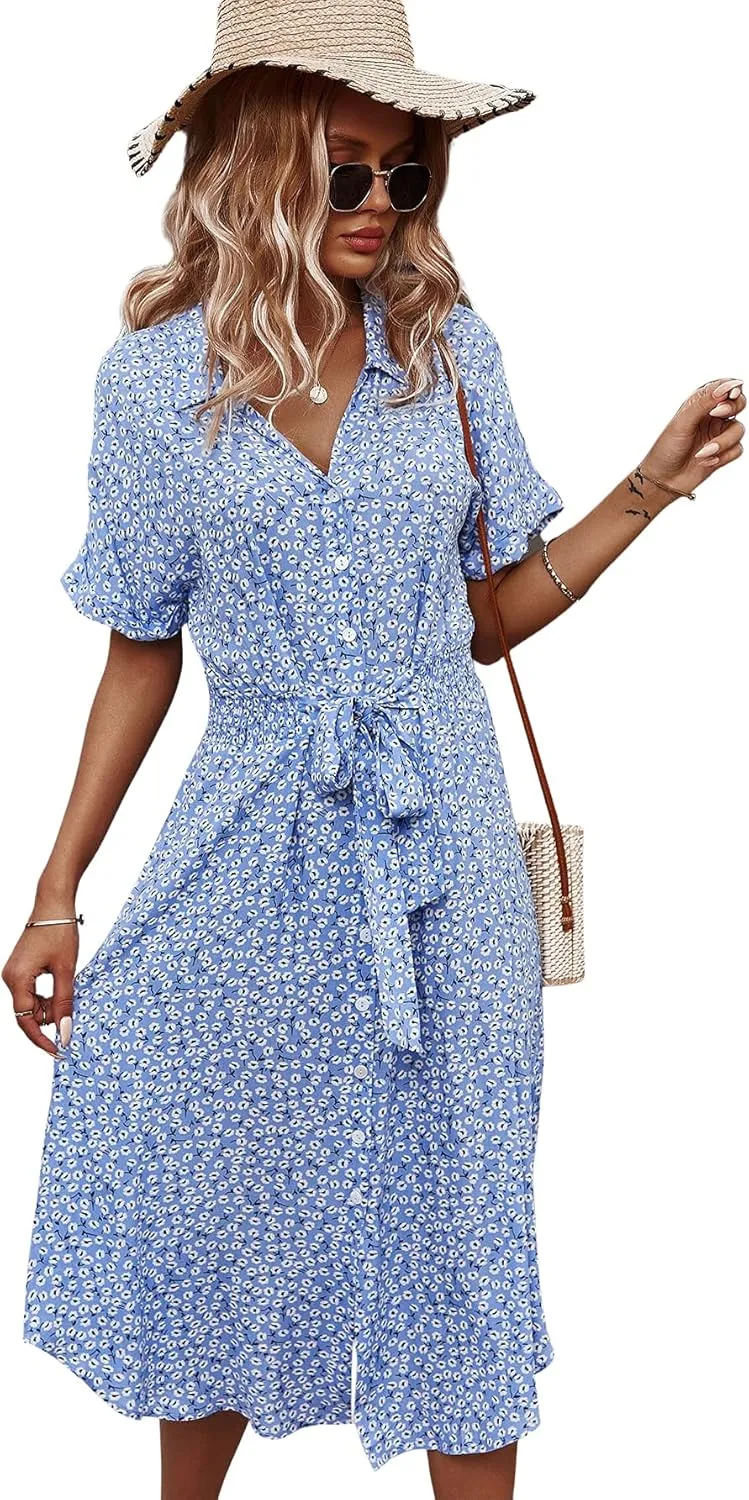 SOLY HUX Womens Ditsy Floral Off Shoulder Mini Dress A Line Boho Summer Dresses