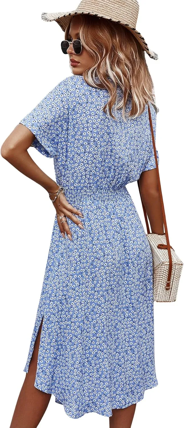 SOLY HUX Womens Ditsy Floral Off Shoulder Mini Dress A Line Boho Summer Dresses