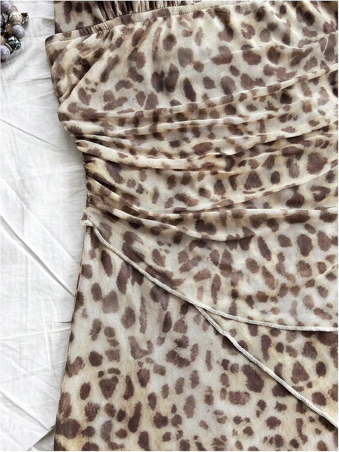 SOLY HUX Women's Sexy Leopard Print Halter V Neck Mini Dress Retro Backless Fitted Bodycon Dresses