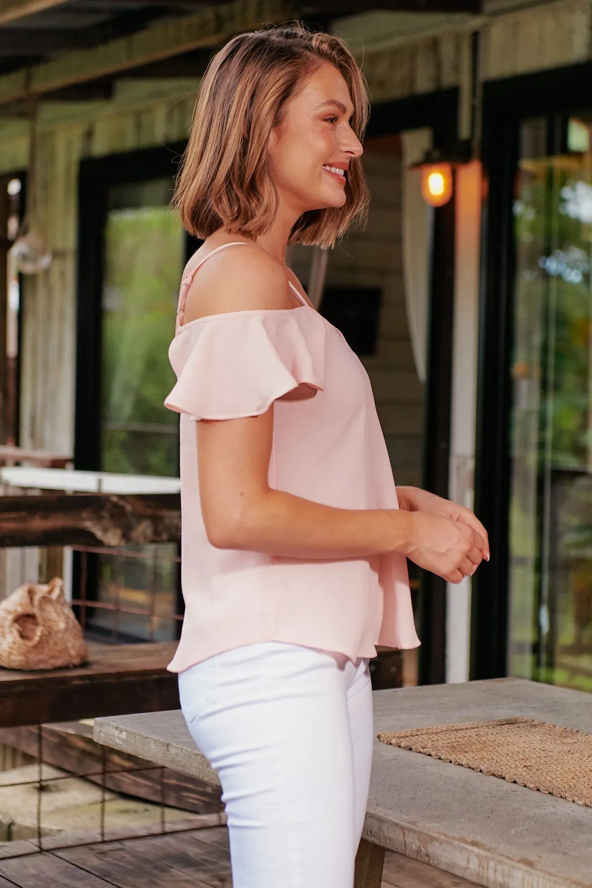 Tegan Cold Shoulder Dusty Pink Top
