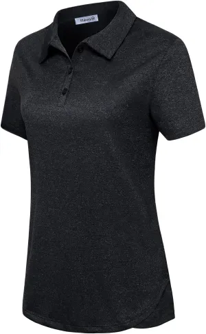 Vldnery Polo Shirts for Women 3-Button Collared Short Sleeve Moisture Wicking Athletic Loose Yoga Tennis Golf Shirts