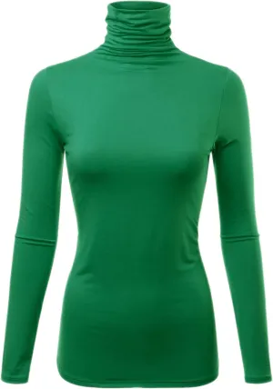 Womens Premium Long Sleeve Turtleneck Lightweight Pullover Top Sweater (S-3X, Made in USA)