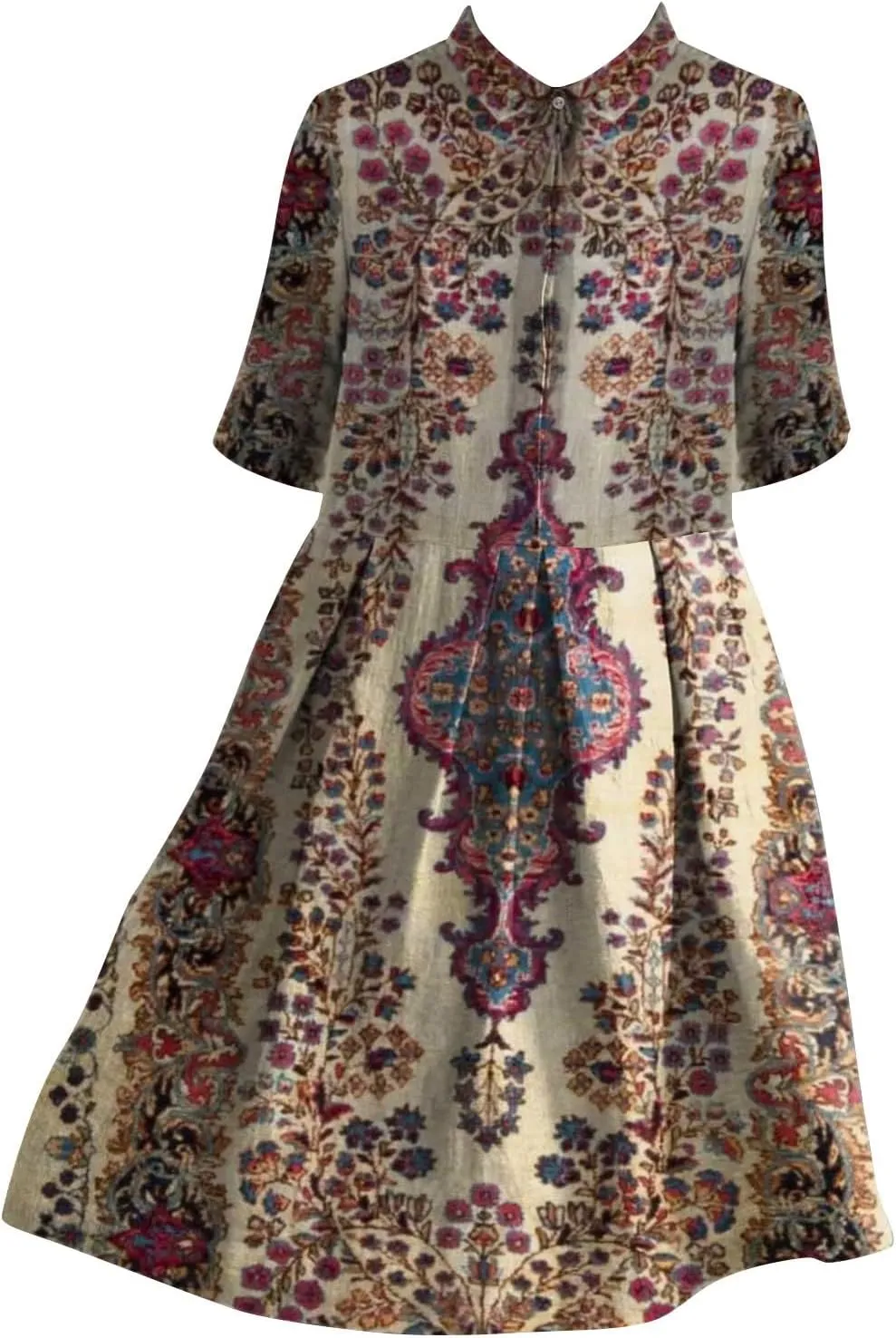 XOWRTE Womens Boho Floral Print Button Down Shirt Dresses with Pockets Summer Colorful Graphic Long Sleeve Midi Dress Long