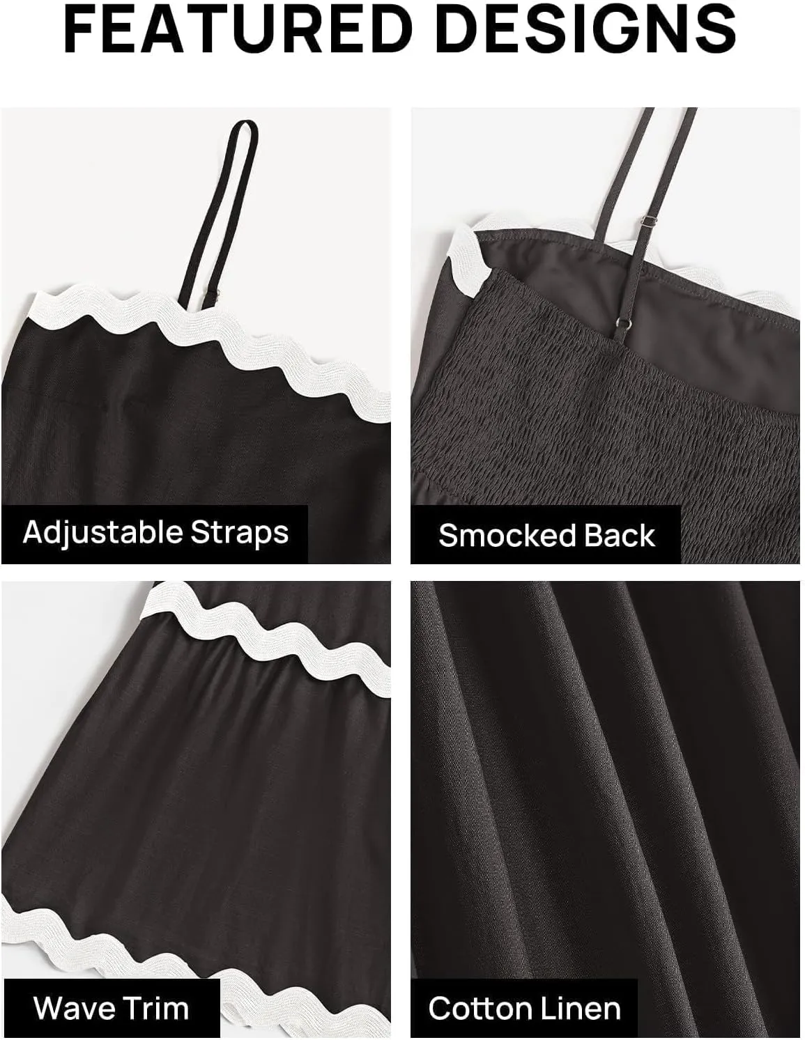 ZESICA Women's 2025 Summer Spaghetti Straps Sleeveless Backless Sundress Flowy Smocked Lace Swing A Line Midi Dress