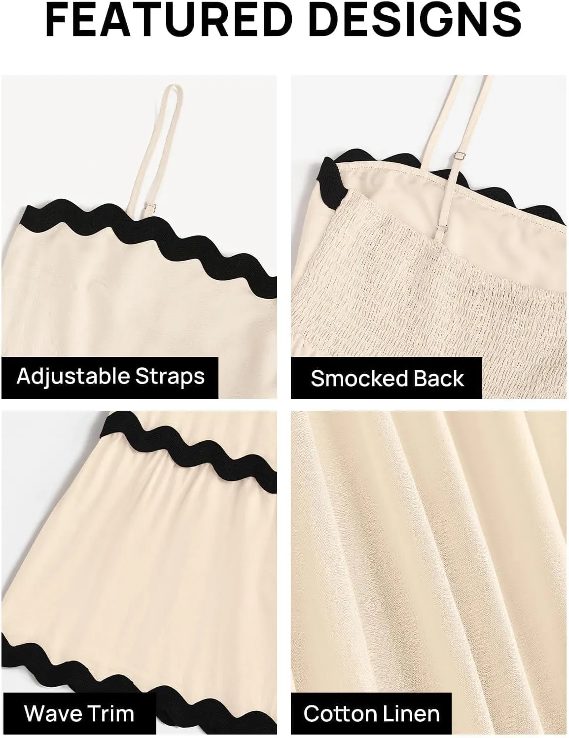 ZESICA Women's 2025 Summer Spaghetti Straps Sleeveless Backless Sundress Flowy Smocked Lace Swing A Line Midi Dress