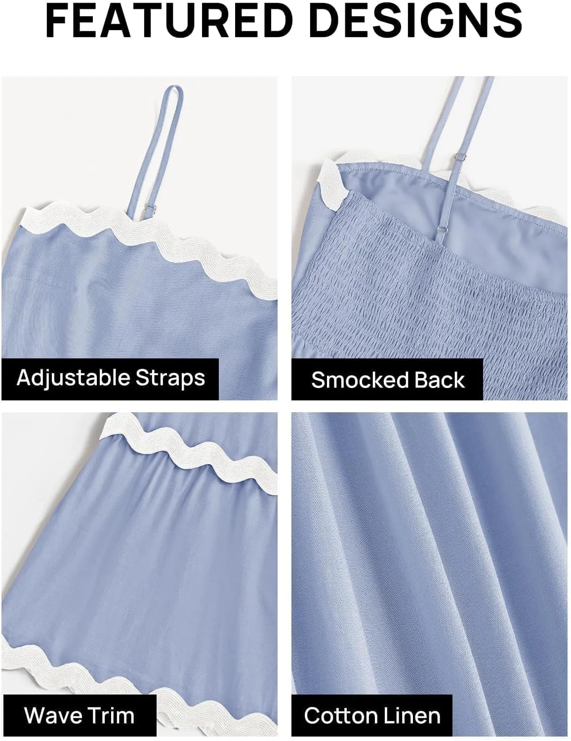 ZESICA Women's 2025 Summer Spaghetti Straps Sleeveless Backless Sundress Flowy Smocked Lace Swing A Line Midi Dress